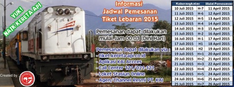 jadwal pemesanan tiket kereta api Lebaran 2015